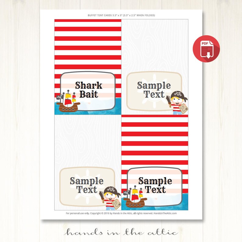 Pirate Party Food Labels Printables Pirate Theme Themed Etsy