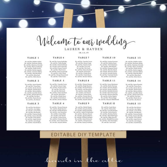 Reception Table Seating Chart