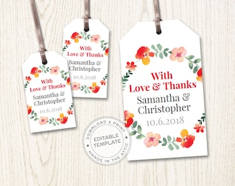 Wedding favors custom tags, custom product labels, wedding favor printable gift tags, editable labels, personalized, DIGITAL