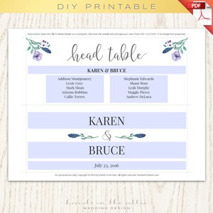 Floral wedding table numbers printable template, seating chart, wedding printables, head table, floral table numbers, DIY, digital download image 4