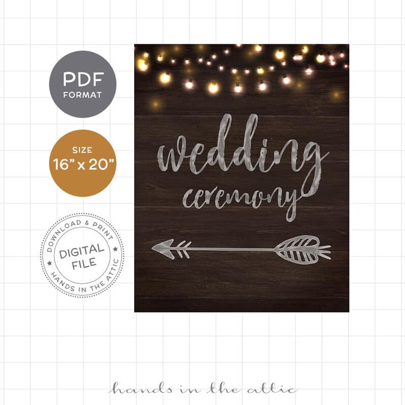 Wedding ceremony direction signs, large printable arrow signs, wedding day, party directions, left and right, instant DIGITAL download PDF image 3
