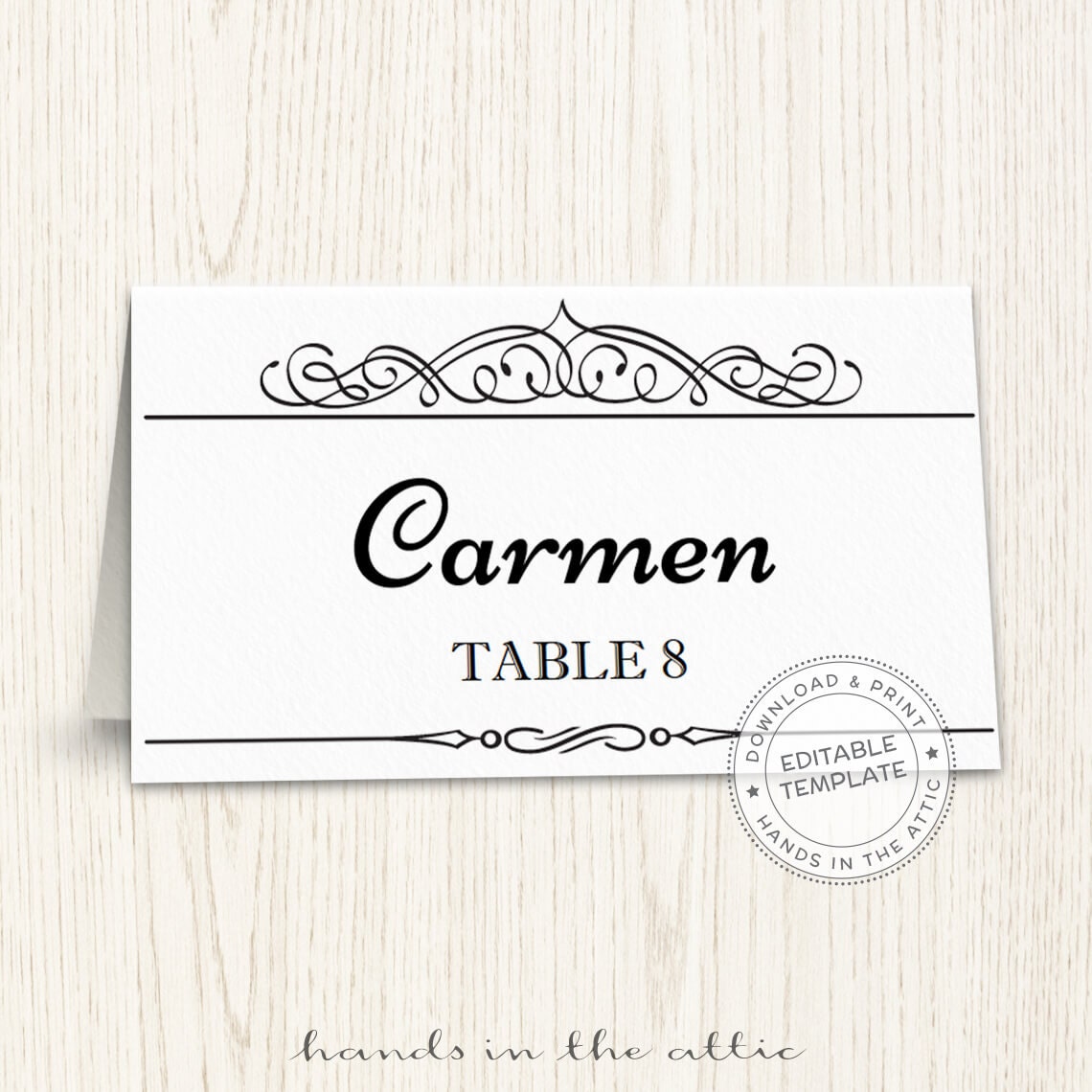 Printable Place Cards Template Editable Seating Cards Wedding Guest Cards Calligraphic Black and White Escort Card DIGITAL Download PDF Etsy Canada