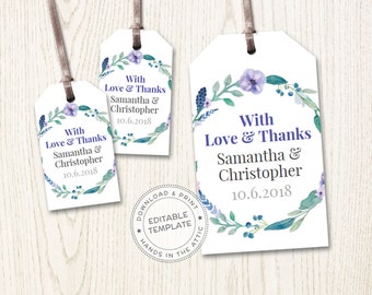 Wedding favor tags printable, mini wedding tags, thank you, custom product labels, blank gift tags templates, editable DIGITAL