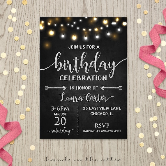 Birthday party invitations printable invites adult | Etsy
