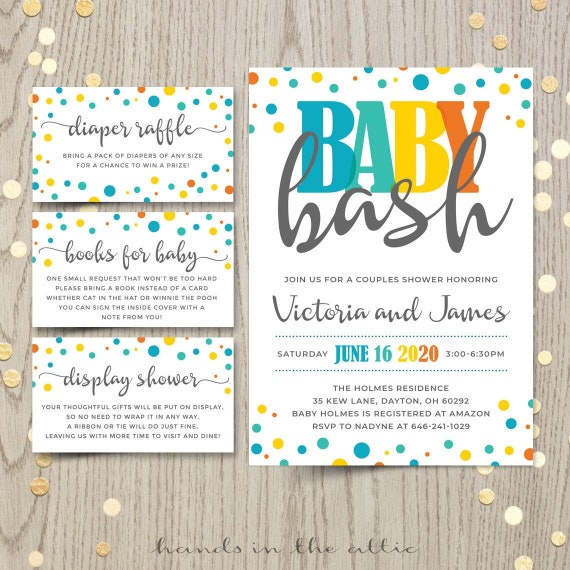 Baby Bash Couples Co Ed Baby Shower Invitation Card Baby Boy Etsy 日本