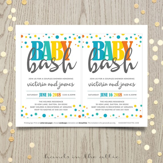 Baby Bash Couples Co Ed Baby Shower Invitation Card Baby Boy Etsy 日本