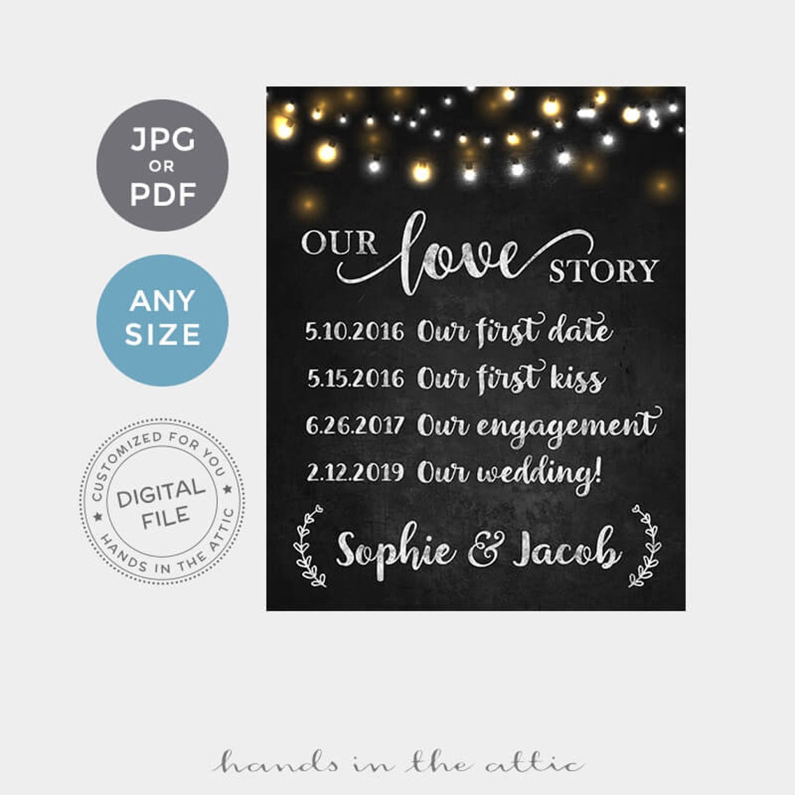 Wedding love story sign printable large wedding signs our | Etsy