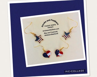 USA amerikanische Flagge inspiriert Ohrringe