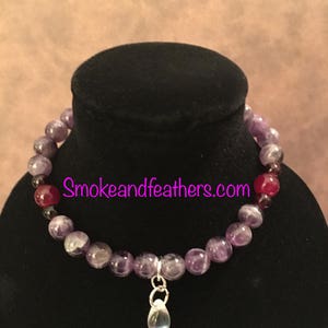 Supernatural Inspired Stretch Amethyst and glass Beaded Teardrop Bracelet - Mother&#39;s Love (Mary Winchester)