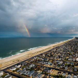 Rainbow over Seaside Park New Jersey - Jersey Shore Art - Aerial Photography -   Coastal Art - New Jersey Beaches - Home Decor - Wall Art