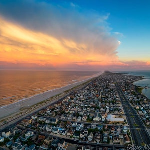Sunset over Seaside Park New Jersey - Jersey Shore Art - Aerial Photography -   Coastal Art - New Jersey Beaches - Home Decor - Wall Art