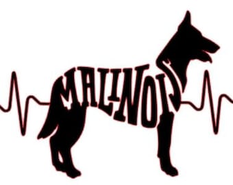 Malinois Heartbeat Dog Breed Silhouette SVG file