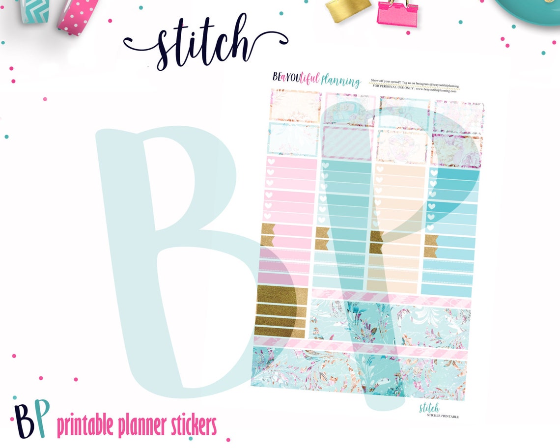 Stitch Weekly Printable Planner Kit Planner Stickers Cut | Etsy