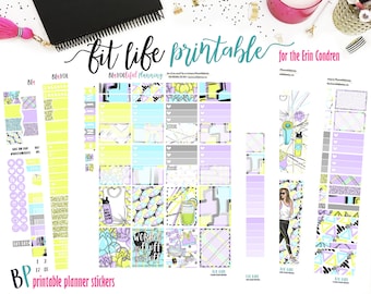 Fit Life | Weekly Printable Planner Kit | Planner Stickers | Cut Line Files | for use with Erin Condren | Planner Stickers Printables