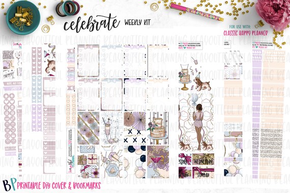 Celebración planificador Pegatinas//Erin Condren Pegatinas//Feliz Planner,
