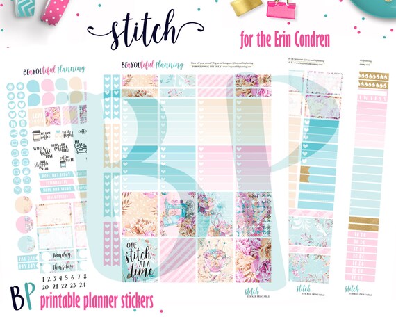 Stitch Weekly Printable Planner Kit Planner Stickers Cut | Etsy