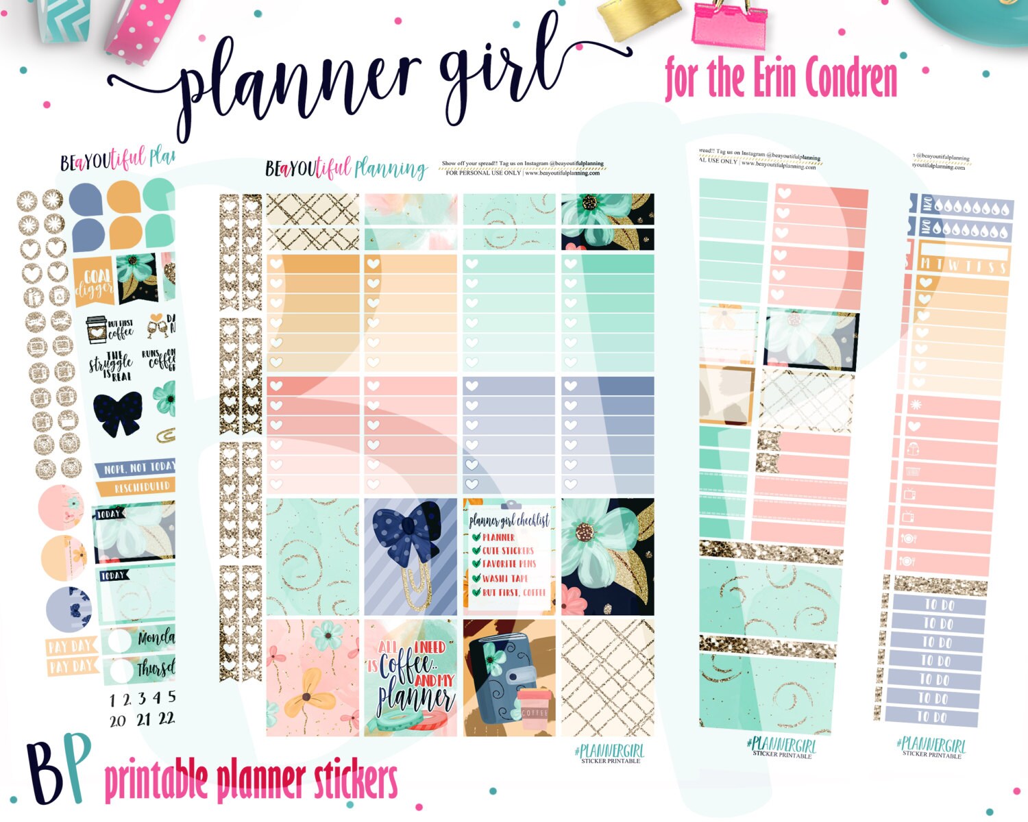 Planner Girl Weekly Printable Planner Kit Planner Stickers | Etsy