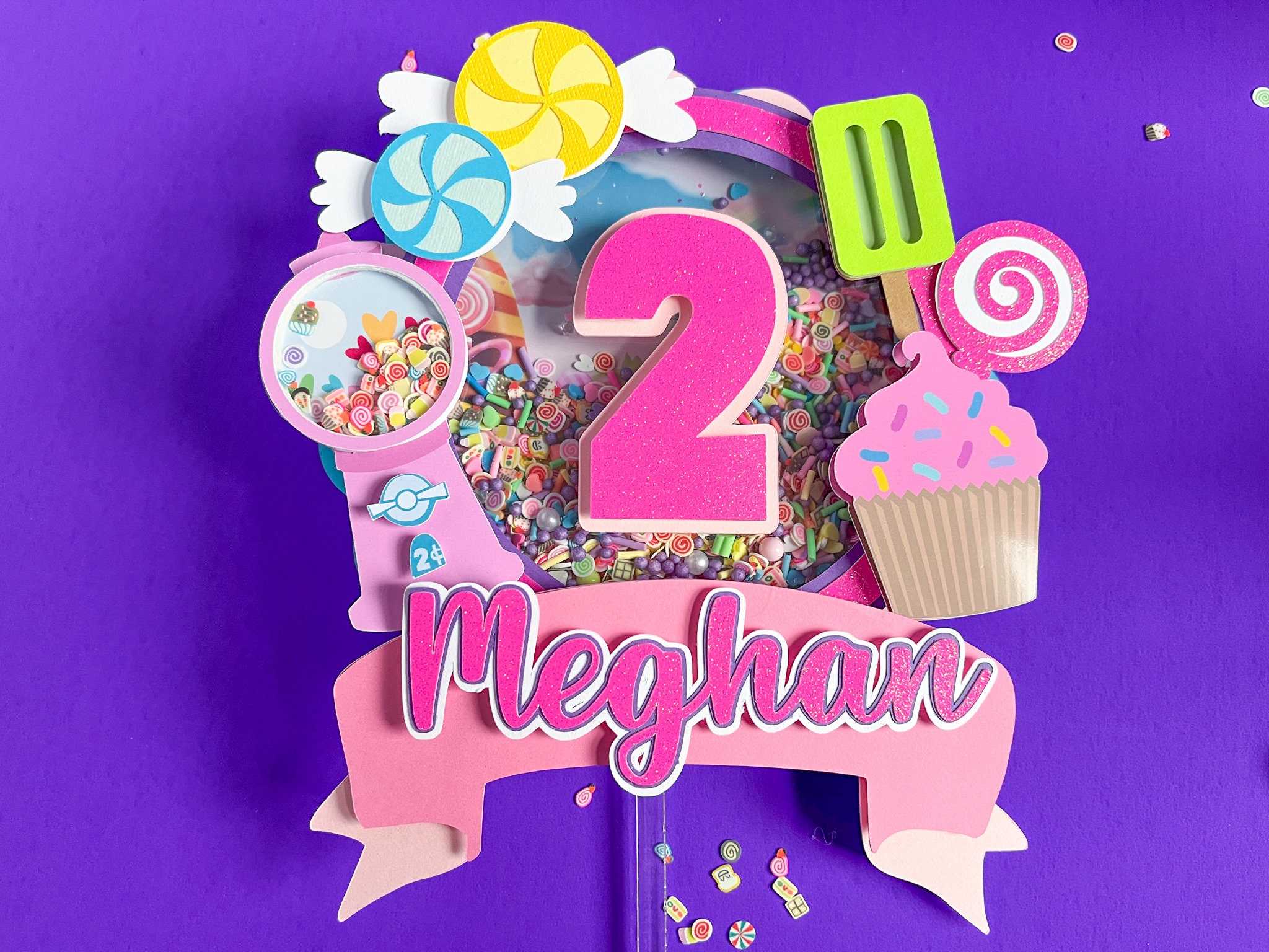 Candyland cake topper shaker