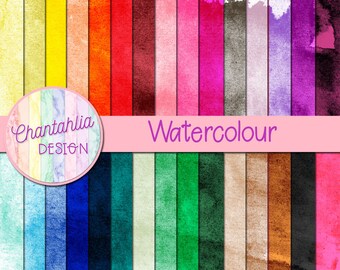 Water Colour 12 x 12 in Digital Papers 300 dpi in 30 Colours for Scrapbooking, Card Making, Paper Crafts and More