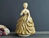 Rotating Music Box Porcelain Figurine Musical Colonial Lady quot Love Story quot Song Victorian Woman Vintage Sculpture Mother 39 s Day Gift by Sankyo