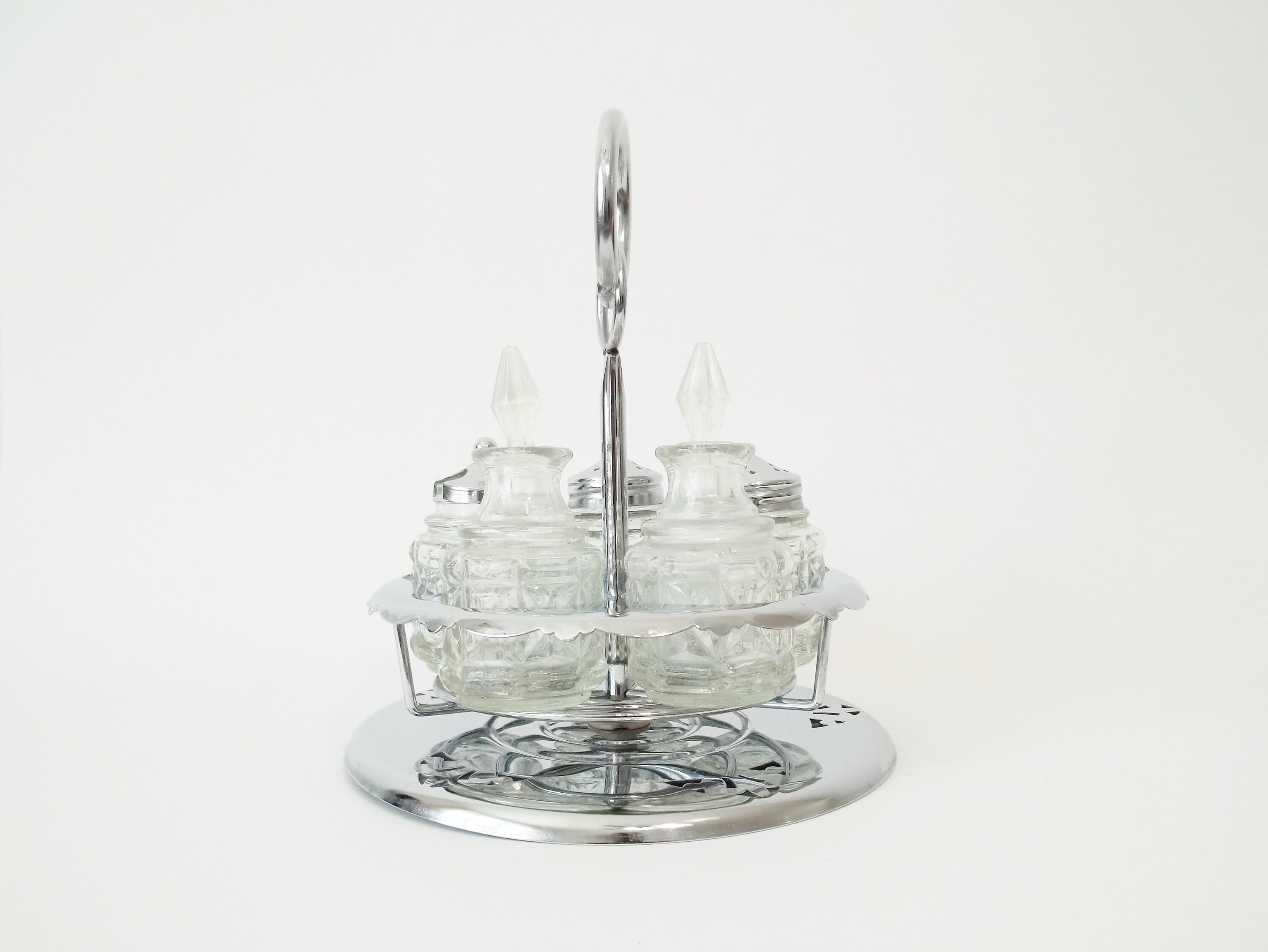 Shakers Salt and Pepper Caddy Spice Holder Chrome Silver Rack Etsy