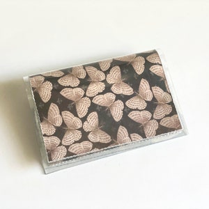 Antiqued Sepia Butterflies - Small Wipeable Vinyl Wallet / Business Card Holder