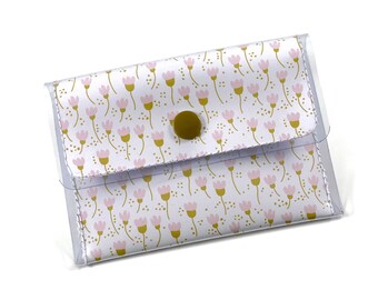 Small Floral Vinyl Wallet, Minimalist Credit Card Holder