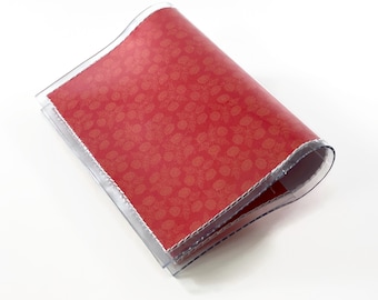 Vermillion Floral - Handmade Vinyl Wallet, Vegan Credit Card Holder, Business Card Case, Minimalist Women's Wallet