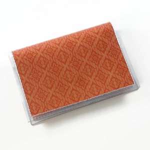 Orange Spanish Tiles - Handmade Vinyl Wallet, Vegan Credit Card Holder, Business Card Case, Minimalist Women's Wallet
