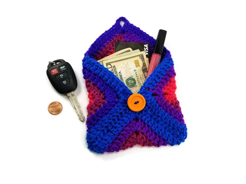 Small Crochet Purse Coin Change Purse Green Crochet Pouch Bag