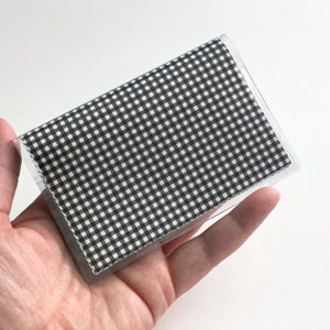 Mini Gingham - Cartera de vinilo hecha a mano, Portatarjetas de crédito vegano, Estuche para tarjetas de visita, Cartera de mujer minimalista