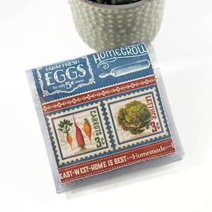 Farmers Market - Square Card Holder, Vegan Mini Card Case, Business Card Case