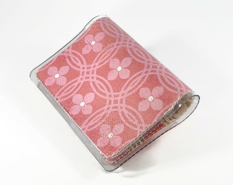 Salmon Pink Floral Business Card Case - Elegant Wallet for Women, Small Credit Card Holder, Minimalist Women's Wallet