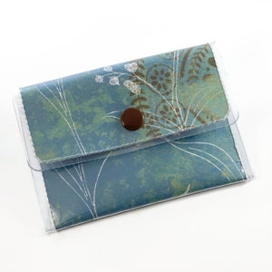 Teal Botanical Women's Wallet, Credit Card Holder, Business Card Case, Minimalist Women's Wallet, Small Ladies Wallet