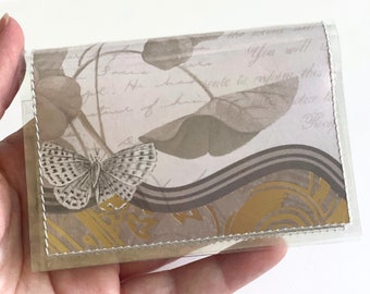 Elegant Butterflies - Small Wipeable Vinyl Wallet / Business Card Holder