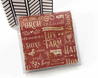 Farmhouse - Square Card Holder, Mini Card Case, Business Card Case