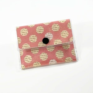 Cartera vegana rosa para mujer, tarjetero cuadrado, tarjetero, cartera minimalista para mujer, cartera pequeña bonita