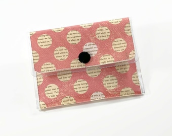 Portafoglio in vinile vegano rosa, porta carte con bottone automatico, piccolo portafoglio minimalista