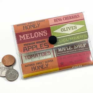 Farmers Market Wallet for Women, Vegan Credit Card Holder, Minimalist Women&#39;s Wallet, Cute Small Wallet