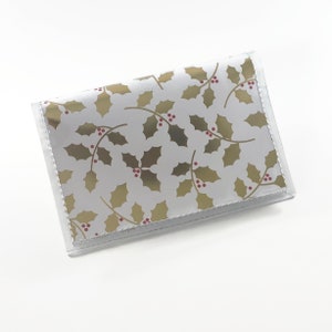 Estuche para tarjetas Golden Leaves, titular para tarjeta de visita navideña, billetera minimalista para mujer, titular para tarjeta de crédito