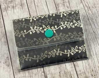 Black Floral Wallet / Pretty Gift Card Holder / Business Card Case