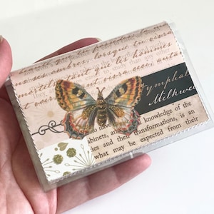 Mariposas vintage - Cartera pequeña de vinilo lavable / Tarjetero