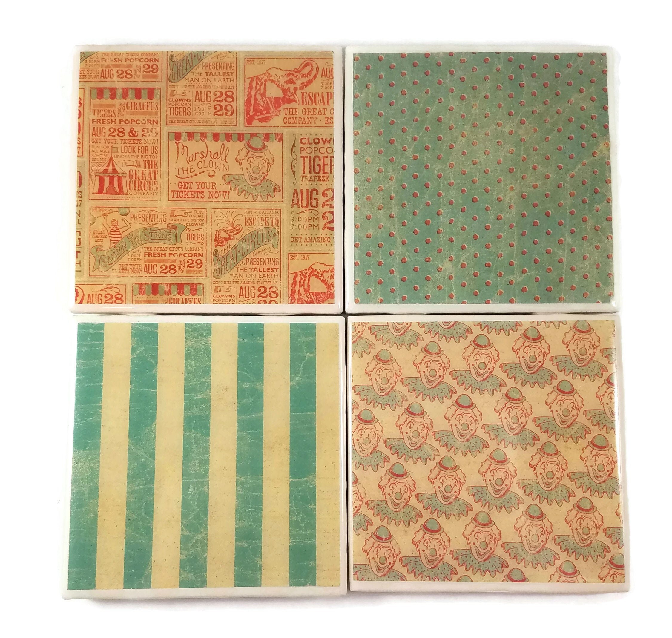 Set Of 4 Ceramic Tile Coasters Drink Coaster Set New House Warming Set Of 4 Ceramic Tile Coasters Drink Coaster Set New House Warming