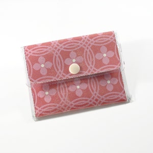 Cartera floral rosa para mujer, tarjetero cuadrado, tarjetero, cartera vegana minimalista para mujer