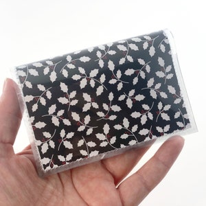 Holly Berry Card Case, Holiday Business Card Holder, Minimalist Women's Wallet, Credit Card Holder