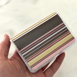 Stripes - Cartera pequeña de vinilo lavable/tarjetero para tarjetas de visita