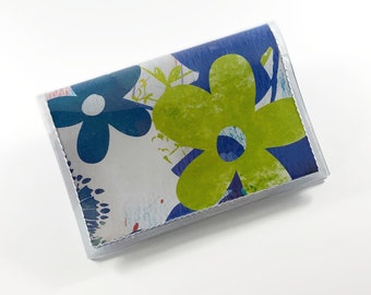 Cartera floral brillante - Cartera vegana para mujer, titular de la tarjeta de crédito, cartera de mujer minimalista, cartera pequeña linda