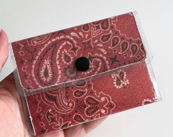 Red Bandanna Print - small women's wallet, credit card holder, business card case