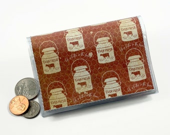 Small Farmhouse Wallet for Women, Vegan Credit Card Holder, Minimalist Women's Wallet, Pretty Small Wallet