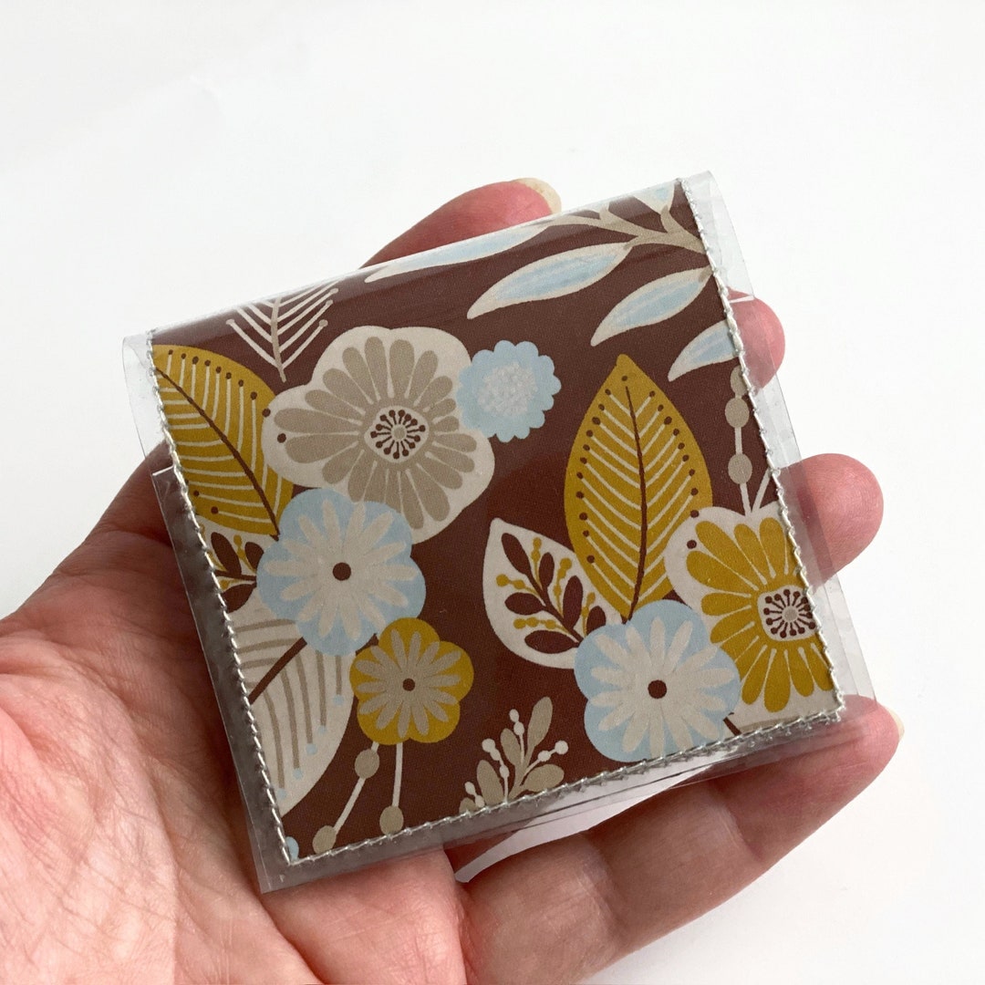 Golden Flower Square Card Holder Mini Card Case Business Etsy